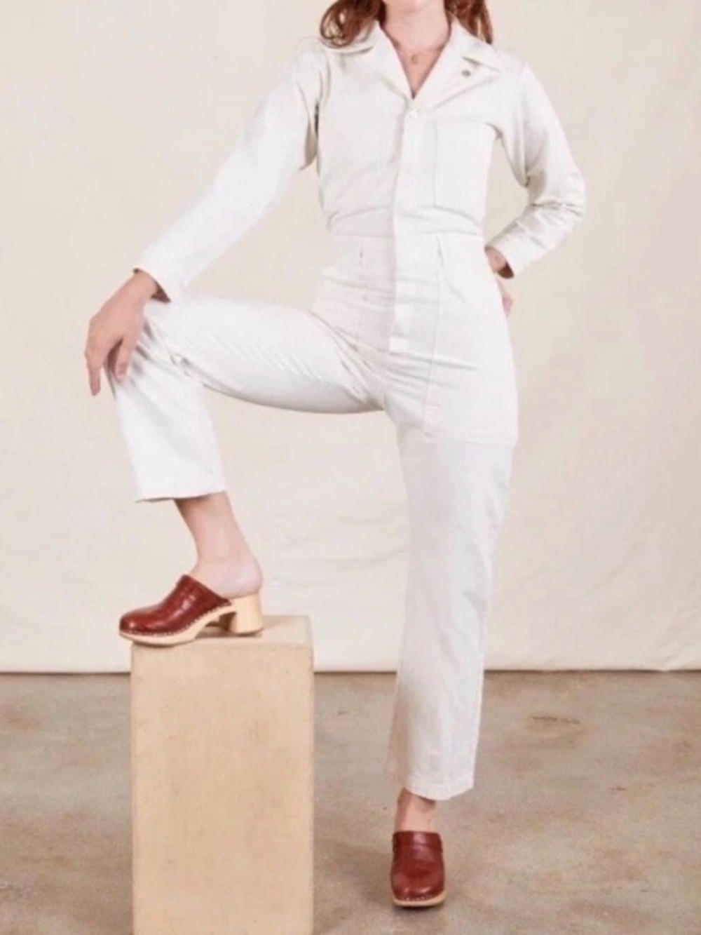 Big Bud Press Cream Long-Sleeve Workwear Jumpsuit